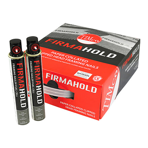 TIMCO FirmaHold Collated Clipped Head Ring Shank Hot Dipped Galvanised Nails & Fuel Cells - 3.1 x 90/2CFC (2200pcs)