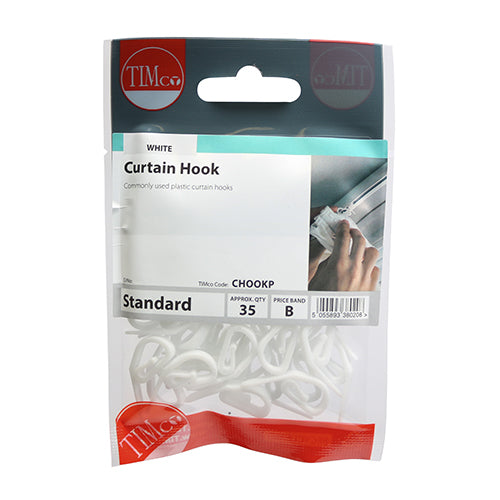 TIMCO Plastic Curtain Hooks White - (35pcs)