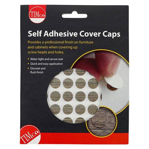 TIMCO Self-Adhesive Screw Cover Caps Driftwood - 13mm (112pcs)