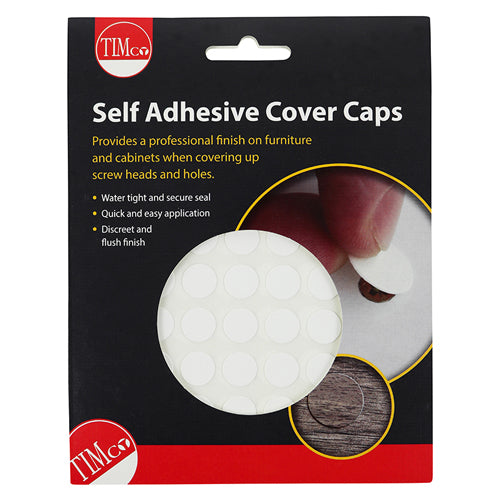 TIMCO Self-Adhesive Screw Cover Caps White Gloss - 13mm (112pcs)