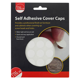 TIMCO Self-Adhesive Screw Cover Caps White Matt - 18mm (105pcs)