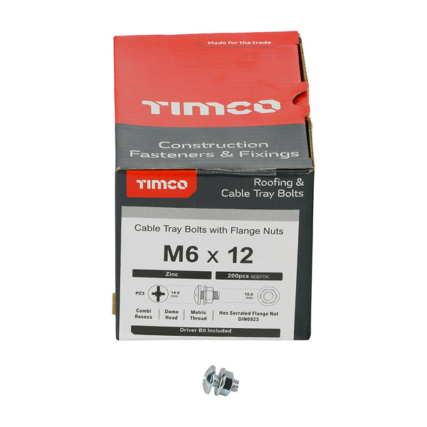 TIMCO Cable Tray Bolts & Flange Nuts Silver - M6 x 12 (200pcs)