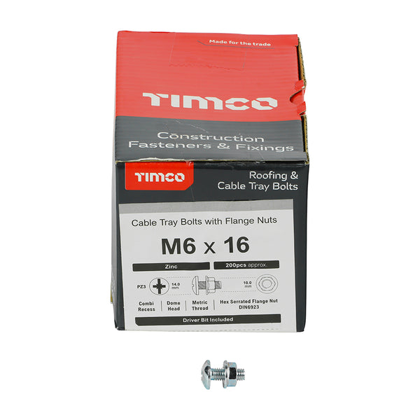 TIMCO Cable Tray Bolts & Flange Nuts Silver - M6 x 16 (200pcs)