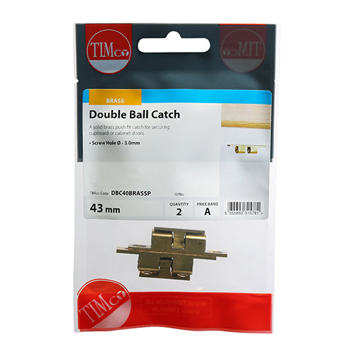 TIMCO Double Ball Catches Electro Brass - 43mm (2pcs)