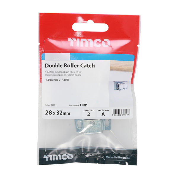 TIMCO Double Roller Catches Zinc - 28 x 32 x 1 (2pcs)