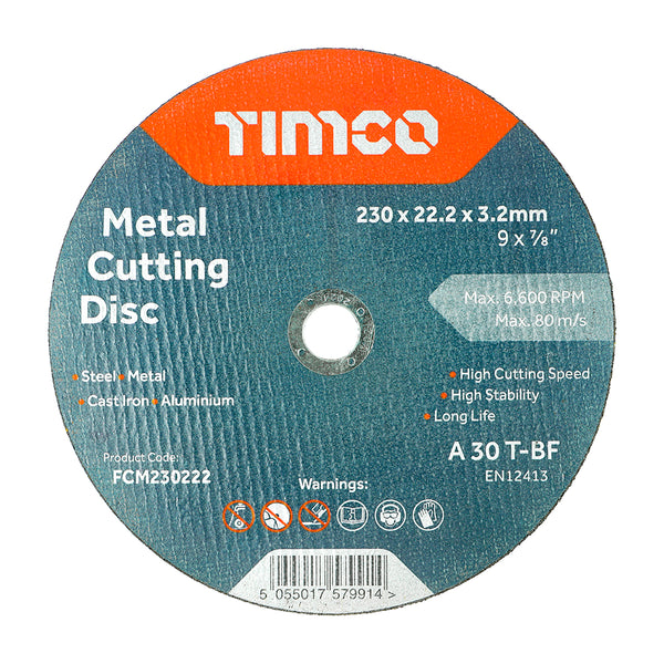 TIMCO B/Abrasive Flat Wheel Metal - 230 x 22.2 x 3.2 (25pcs)