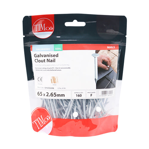 TIMCO Clout Nails Galvanised - 65 x 2.65 (0.5kg)