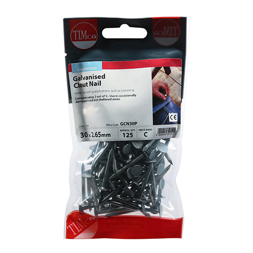 TIMCO Clout Nails Galvanised - 30 x 2.65 (125pcs)