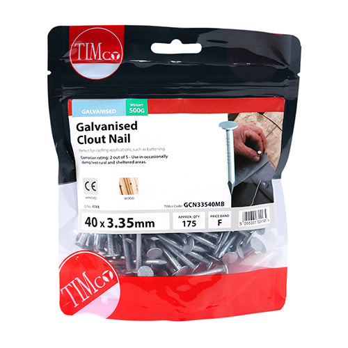 TIMCO Clout Nails Galvanised - 40 x 3.35 (0.5kg)