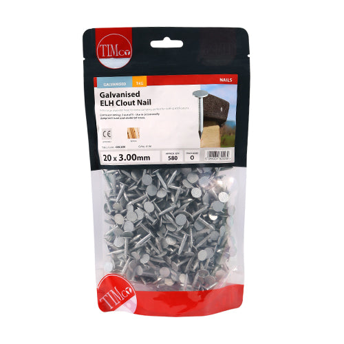 TIMCO Extra Large Head Clout Nails Galvanised - 20 x 3.00 (1kg)