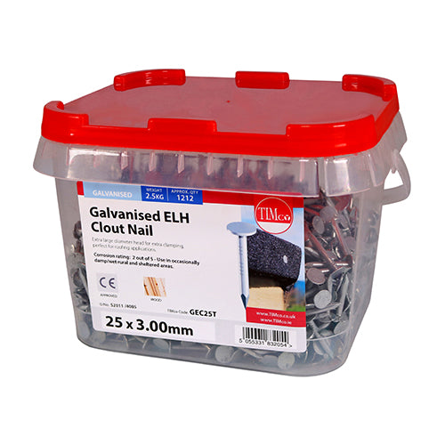 TIMCO Extra Large Head Clout Nails Galvanised - 25 x 3.00 (2.5kg)