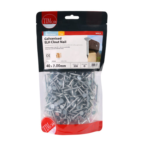 TIMCO Extra Large Head Clout Nails Galvanised - 40 x 3.00 (1kg)