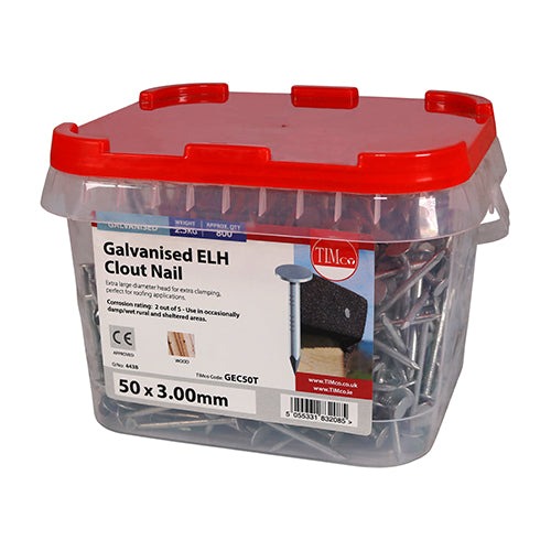 TIMCO Extra Large Head Clout Nails Galvanised - 50 x 3.00 (2.5kg)