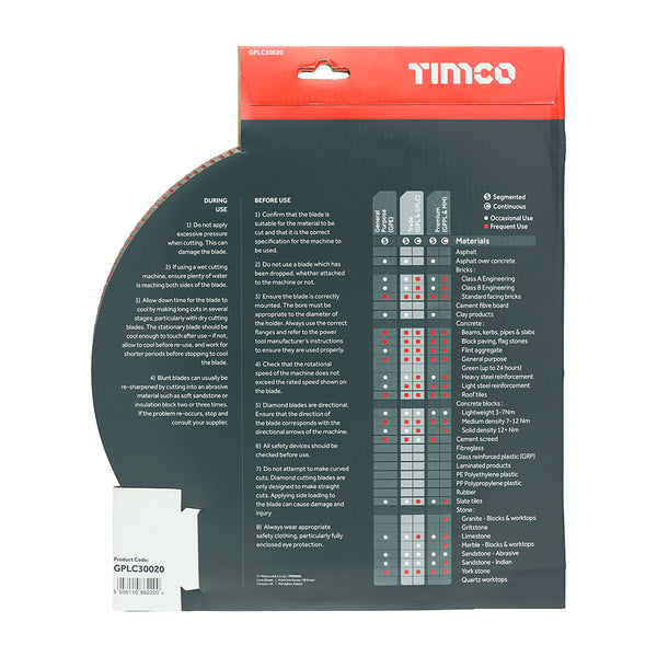 TIMCO Diamond Blade Continuous - 300 x 20