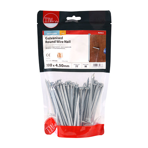 TIMCO Round Wire Nails Galvanised - 100 x 4.50 (1kg)