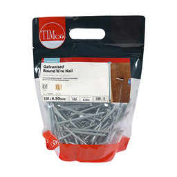 TIMCO Round Wire Nails Galvanised - 100 x 4.50 (2.5kg)