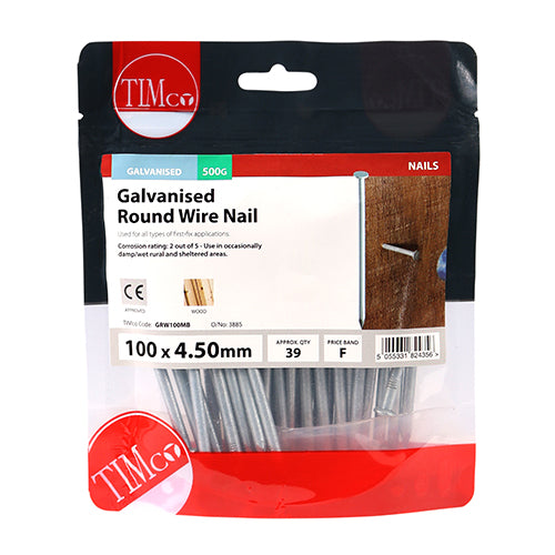 TIMCO Round Wire Nails Galvanised - 100 x 4.50 (0.5kg)