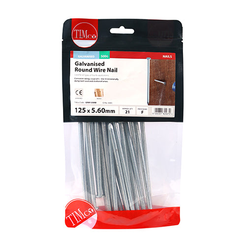 TIMCO Round Wire Nails Galvanised - 125 x 5.60 (0.5kg)