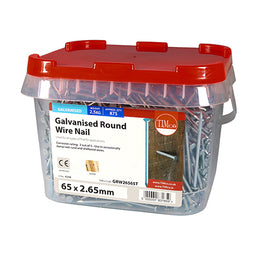 TIMCO Round Wire Nails Galvanised - 65 x 2.65 (2.5kg)