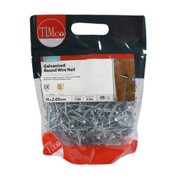 TIMCO Round Wire Nails Galvanised - 50 x 2.65 (2.5kg)