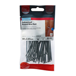 TIMCO Round Wire Nails Galvanised - 65 x 2.65 (40pcs)