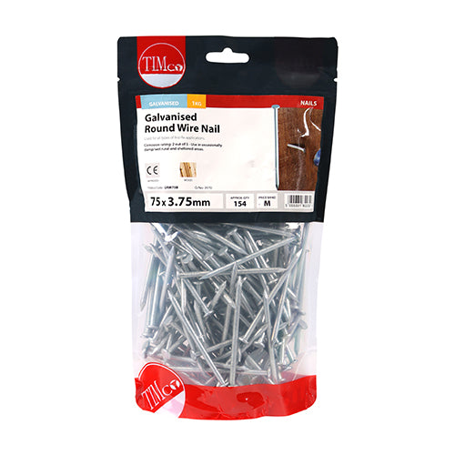 TIMCO Round Wire Nails Galvanised - 75 x 3.75 (1kg)