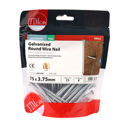 TIMCO Round Wire Nails Galvanised - 75 x 3.75 (0.5kg)