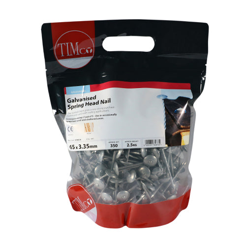 TIMCO Spring Head Nails Galvanised - 65 x 3.35 (2.5kg)