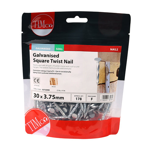 TIMCO Square Twist Nails Galvanised - 30 x 3.75 (0.5kg)