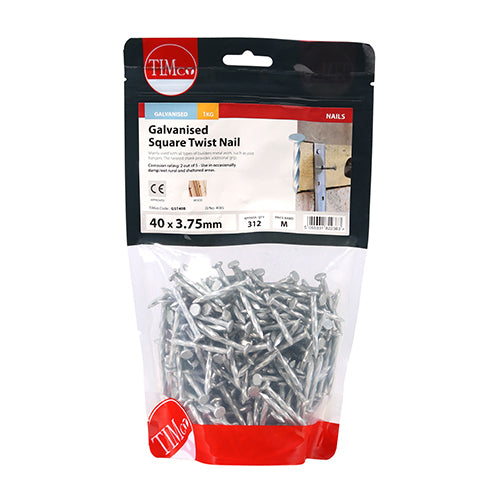 TIMCO Square Twist Nails Galvanised - 40 x 3.75 (1kg)