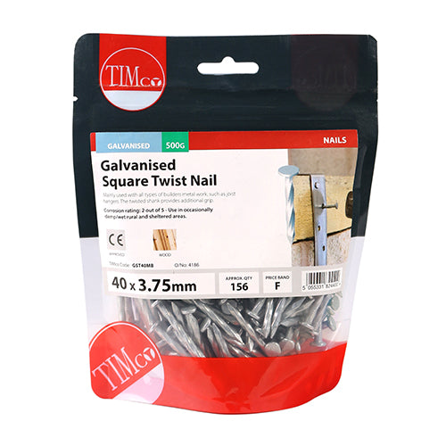 TIMCO Square Twist Nails Galvanised - 40 x 3.75 (0.5kg)