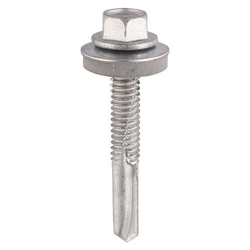 TIMCO Self-Drilling Heavy Section Drill Screw Exterior Silver with EPDM Washer - 5.5 x 65 (100pcs)