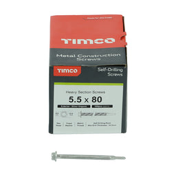 TIMCO Self-Drilling Heavy Section Drill Screw Exterior Silver with EPDM Washer - 5.5 x 80 (100pcs)