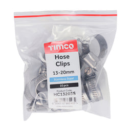 TIMCO Hose Clips A2 Stainless Steel - 13-20mm (10pcs)