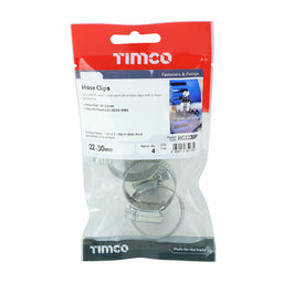 TIMCO Hose Clips Silver - 22-30mm (4pcs)