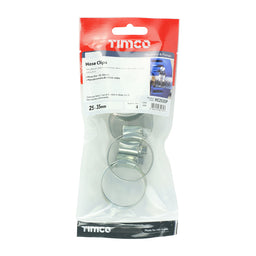 TIMCO Hose Clips Silver - 25-35mm (4pcs)