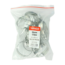 TIMCO Hose Clips Silver - 30-40mm (10pcs)