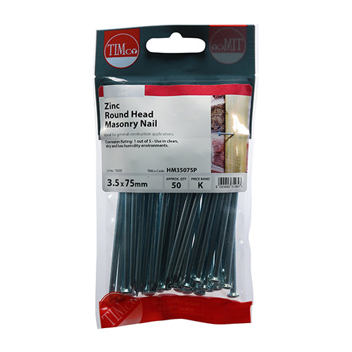 TIMCO Masonry Nails Zinc - 3.5 x 75 (50pcs)