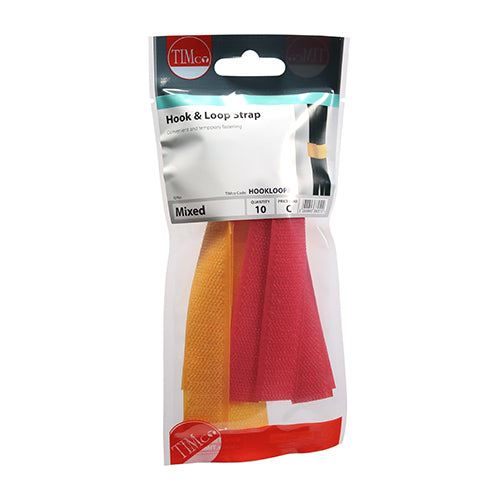 TIMCO Coloured Hook & Loop Straps - Mixed (10pcs)