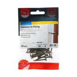 TIMCO Plasterboard Hammer-In Fixings - 4 x 30mm (10pcs)