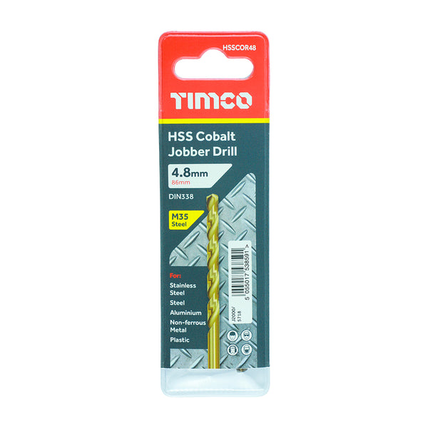 TIMCO Ground Jobber Drills - Cobalt M35 - 4.8mm