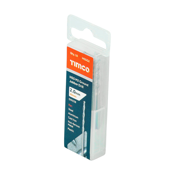 TIMCO Ground Jobber Drills HSS M2 - 2.0mm (10pcs)