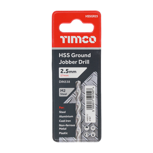 TIMCO Ground Jobber Drills HSS M2 - 2.5mm