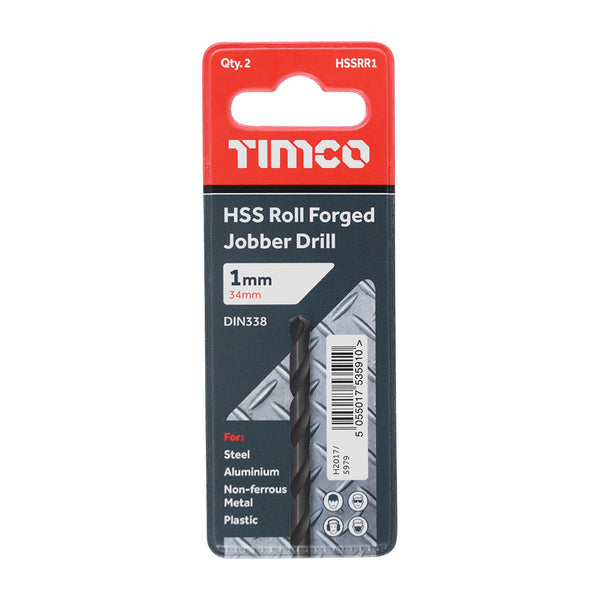 TIMCO Roll Forged Jobber Drills HSS - 1.0mm (10pcs)