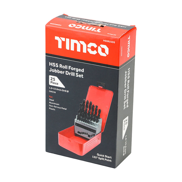 TIMCO Roll Forged Jobber Drills Set HSS - 25pcs