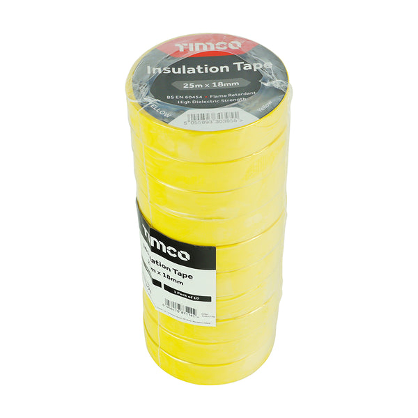 TIMCO PVC Insulation Tape Yellow - 25m x 18mm (10pcs)