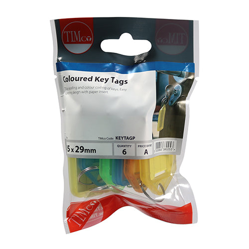 TIMCO Coloured Key Tags - Mixed Colours (6pcs)