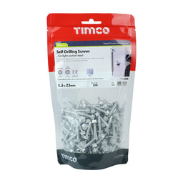 TIMCO Self-Drilling Light Section Drill Screw Exterior Silver - 5.5 x 25 (200pcs)