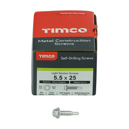 TIMCO Self-Drilling Light Section Drill Screw Exterior Silver - 5.5 x 25 (100pcs)