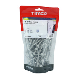 TIMCO Self-Drilling Light Section Drill Screw Exterior Silver - 5.5 x 70 (100pcs)